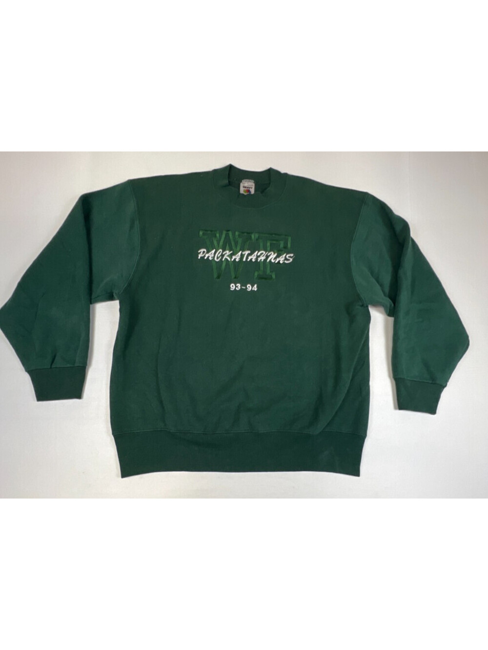 Vintage Fruit of the Loom Sweatshirt Mens Large Green Packatahnas 93-94 Crewneck